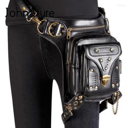 Taillezakken Johnature Punk Retro Rivet Pack voor vrouwen 2024 Moto Biker Multifunctionele riemtas PU Leer vrouwelijke schouder