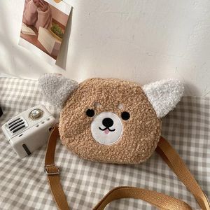 Sacs de taille en laine d'agneau, petit sac pour femme, tendance automne et hiver, étudiant en peluche, épaule en peluche, dessin animé, messager mignon pour fille, 2024