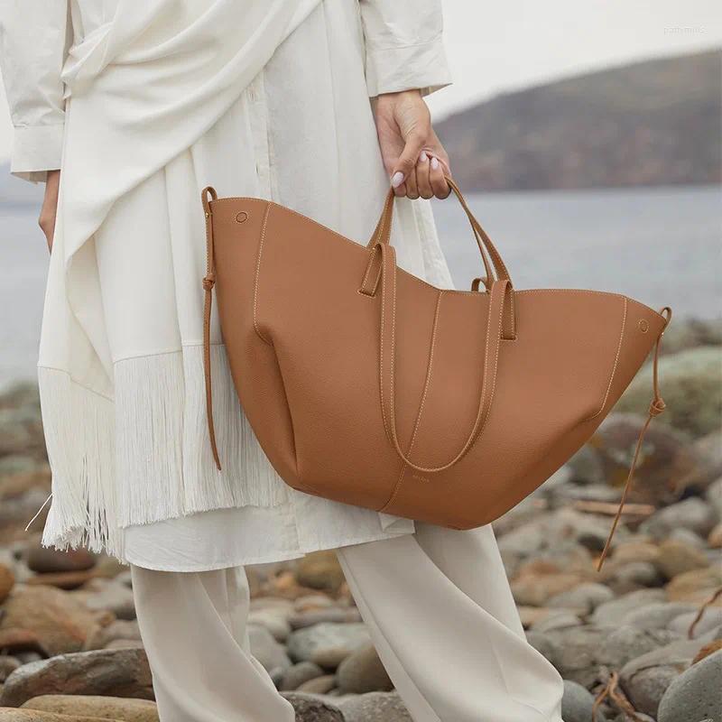 Sacs de taille grande capacité dames en cuir véritable sac fourre-tout classique tout-Match couleur unie sac à main mode femmes Shopping