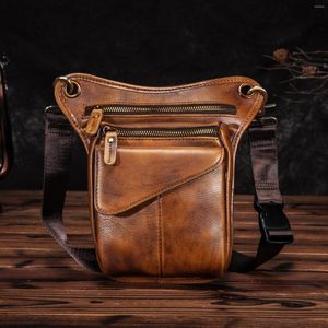 Taillezakken Leather Men Design Casual Classic Schouder Sling Bag Fashion Travel Fanny Belt Pack Leg 211-3cg