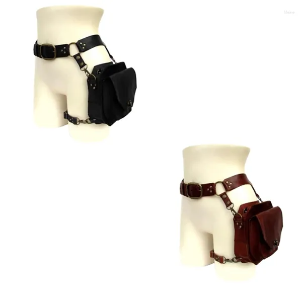 Bolsas de cintura Motocicleta de cuero Fanny Pack Pierna Bolsa de muslo para mujeres Caballero medieval Disfraz de cosplay