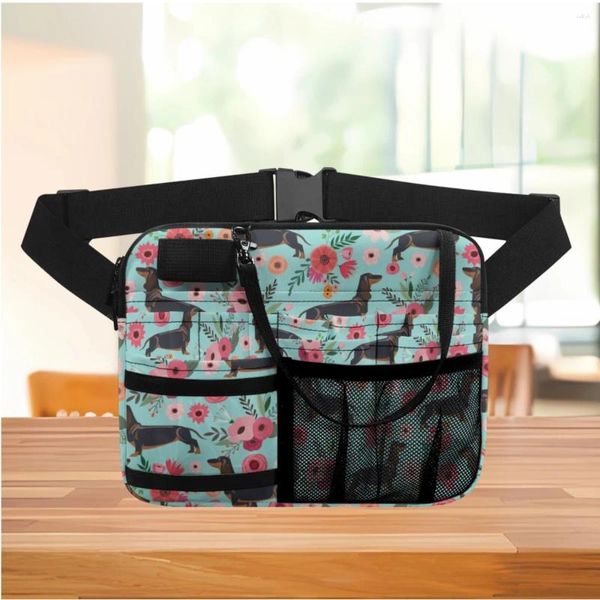 Sacs de taille de luxe Teckel Floral Designer Ceinture Cadeau d'anniversaire Portable Pratique Sac de travail Outil de rangement