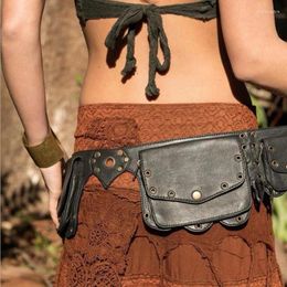 Sacs de taille Sac de poche médiévale Steampunk Knight Pirate Costume Femmes Vintage Fanny Pack Viking Antique Le cuir portefeuille Bohemian Hip Belt
