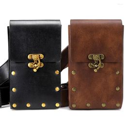 Sacs de taille Médieval Purse en cuir selle courroie portefeuille hommes femmes Steampunk Viking Pirate Costume Antique Gear Cosplay Accessoire pour adulte