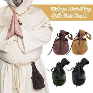 Bolsas de cintura Bolsa de gamuza medieval Moneda Bolsa de cuero Cinturón Cordón Monedero Piezas de cosplay Europa Retro Viking Gold Fanny Pack