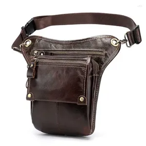 Sacs de taille Men Vérine en cuir authentique Fanny Pack sac de jambe de jambe de jambe sport cuisse