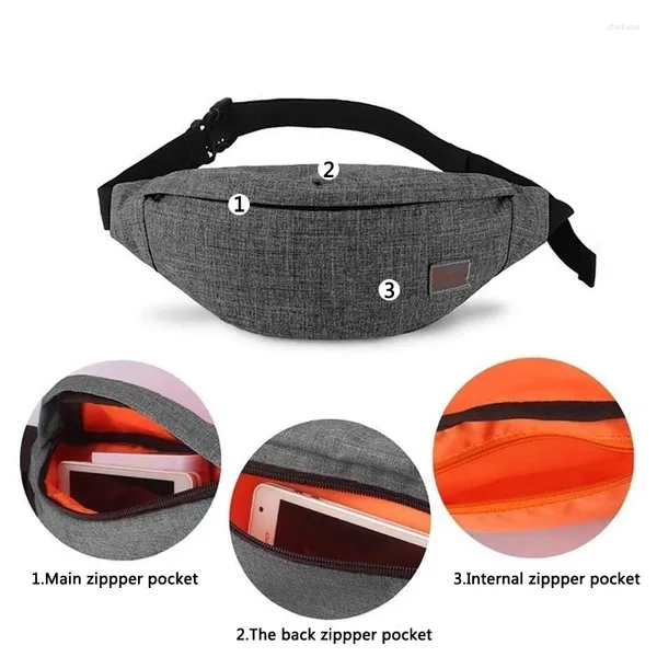 Sacs de taille Sac pour hommes en gros Sports de plein air Multi-fonction étanche téléphone portable décontracté épaule messager