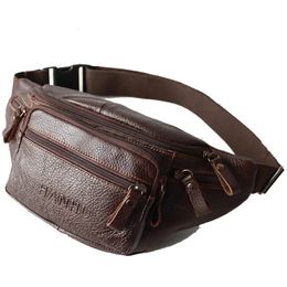 Taille Sacs Hommes grand en cuir véritable rétro affaires taille sac Fanny Pack sac à main voyage épaule taille ceinture téléphone pochette sacs pour homme 231006