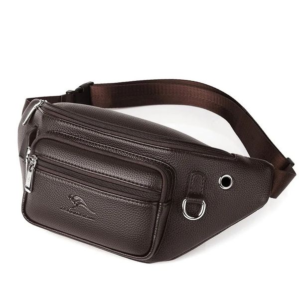 Sacs de taille Sacs de taille pour hommes pochette de ceinture en cuir Pu kangourou sac de hanche sac de ventre pour homme mâle sac de poitrine grand rein Fanny Pack téléphone 231006