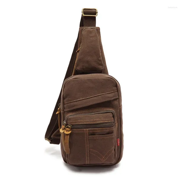 Bolsas de cintura Hombres Vintage Canvas Satchel Hombro Sling Pecho Paquete Bolsa Ligero Viaje Senderismo Cross Body