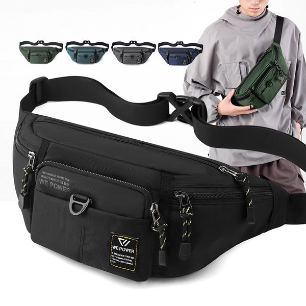 Sacs de taille Hommes Taille Fanny Pack Ceinture Sling Poitrine Sac Voyage Multi-Poche Militaire Mode Argent Mâle Nylon Poche Bourse Bum Hip Sacs 230714