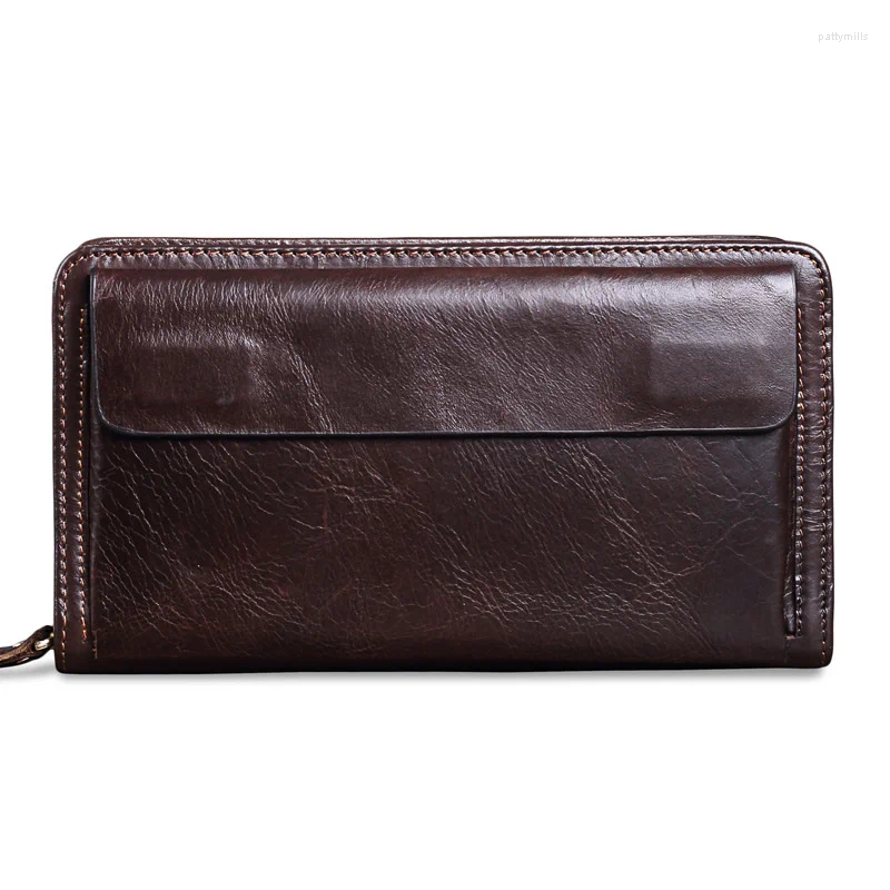 Midjesäckar mingshi mäns handväska plånbok liten väska affärsläder toppbyte dubbel