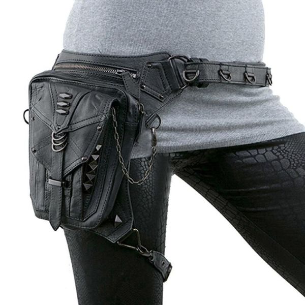 Bolsas de cintura Motocicleta Mujeres Bolsa Fanny Packs Steampunk Cinturón de muslo Moto Biker Drop Pierna Gótica Hombres Hombro Crossbody300M