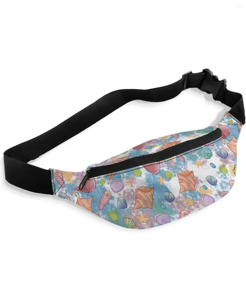 Sacs de taille chinés coquille de conque étoile de mer coloré pour femmes homme voyage épaule bandoulière poitrine imperméable Fanny Pack