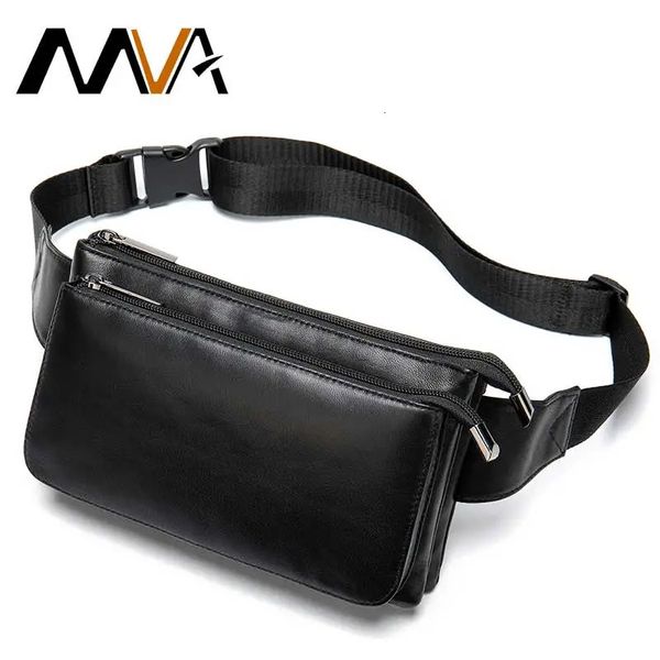 Taille Sacs MVA mouton véritable cuir taille Packs Fanny Pack ceinture sac hanche voyage taille Packs mâle petite pochette pour homme Leather Waist Bag Man 231006