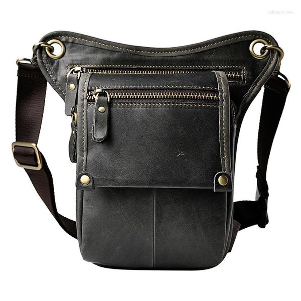 Sacs de taille Norbinus cuir Fanny Packs Drop jambe ceinture poche hommes moto sac véritable téléphone mâle hanche paquet