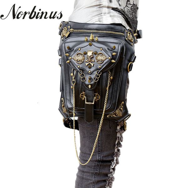Bolsas de cintura Norbinus Skull Retro Rock Gothic Hombro Messenger Hombres Mujeres Cuero Fanny Pack Holster Drop Leg Belt Bag 230920