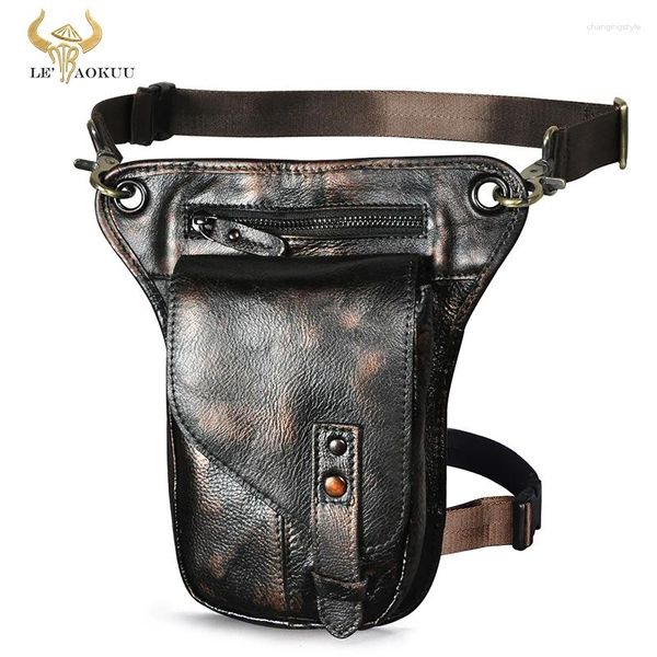 Sacs de taille en cuir d'origine Small Satchel Coup-Bod Sac Design Voyage Fanny Belt Belt Pack Drop Lamgh for Men Male 211-6