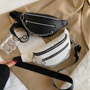 Sacs de taille Packs Femmes Sac à poitrine Soft Pu Le cuir Pu Fanny Pack Messenger Femelle Couleur Solide Couleur épaule Filles