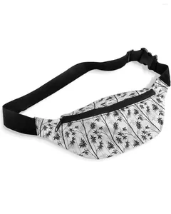 Sacs de taille plante bambou noir blanc pour femmes homme voyage épaule à bandoulière poitrine imperméable Fanny Pack