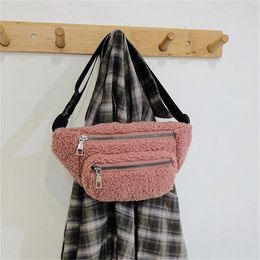 Taille Taschen Plüsch frauen Tasche Einfarbig Gürtel Schulter Crossbody Brust Marke Designer Weibliche Fanny Pack Banane Hüfte Geldbörse 1pc