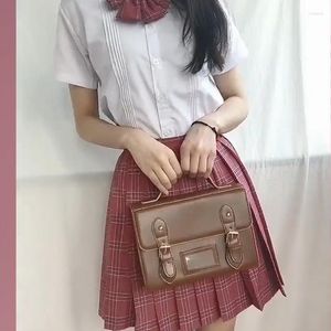 Sacs de taille Style Preppy en cuir Pu pour femmes, sac à bandoulière Vintage pour dames, fourre-tout Simple assorti à tout, sacs à main de couleur unie