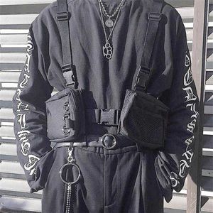 Taillezakken Punk Chest Tas Hip-Hop Tactical Streetwear Taille Pack Unisex Outdoor Functionele vestzakken Twee zakken Harness Chest Rig Bag 220513238v