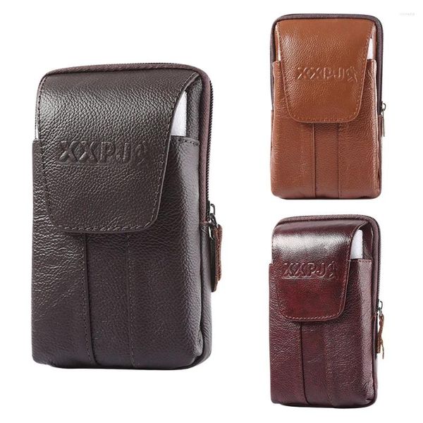 Sacs de taille Pur Couleur Hommes Fanny Sac Texture Classique Creative Délicat Design Chic Cuir De Vachette En Cuir Mobile Téléphone Bourse Ceinture Bum Pochette