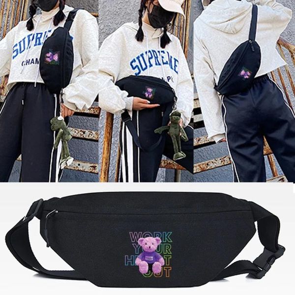 Sacs de taille Sac d'impression d'ours violet hommes et femmes mode décontractée crossbody épaule sport coffre voyage fût de téléphone