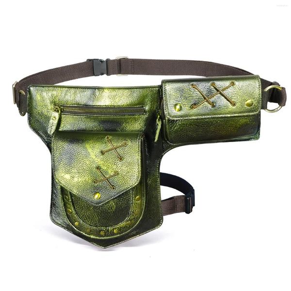 Bolsas de cintura Moda de cuero real Mensajero Un bolso de hombro Diseño Viaje Fanny Belt Pack Drop Muslo Pierna para hombres Masculino 211-8