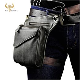 Taillezakken Real Leather Men Multifunction Design Casual Sling Schouder Messenger Fashion Belt Belt Pack Drop Leg 2113G 221208