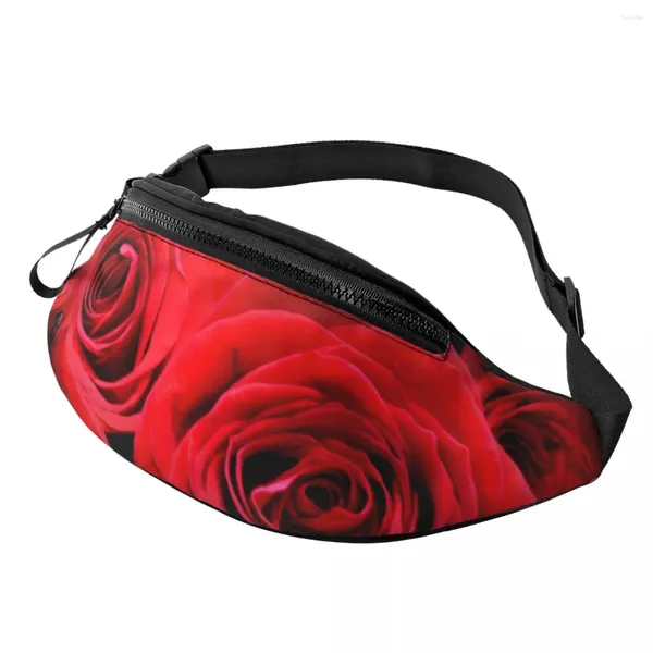 Taillentaschen, rote Rose, bedruckt, elegantes Blumenbild, Polyester-Pack, Wandern, Teenager