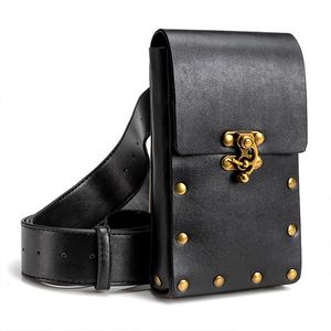 Taillezakken Retro Pu Leather Dames Postman Belt Steampunk Hiking European American Outdoor Mobile Phone Sports Mini 230323