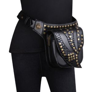 Heuptassen Retro Stoom Punk Lederen Tas Serpentine Crossbody Rock Krokodil Gothic Klinknagel Fanny Packs Mode Motorfiets Leg2973