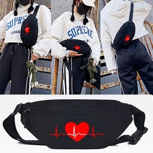 Riñoneras para correr, riñonera con estampado de frecuencia cardíaca, bolsa deportiva portátil para teléfono, cartera para gimnasio, bandolera, hombro para hombre y mujer