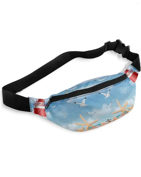 Sacs de taille mer plage phare étoile de mer mouette Packs sac à bandoulière unisexe messager décontracté mode Fanny Pack pour les femmes