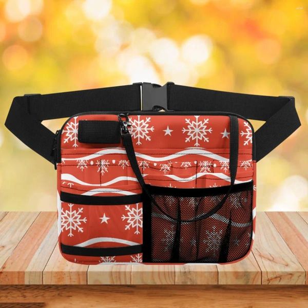 Bolsas de cintura Copo de nieve Cuidado rojo Paquete de cintura Portátil al aire libre Ajuste Hombro Fanny Pack Diseño personalizado Cremallera Organizador Sac de Luxe Femme