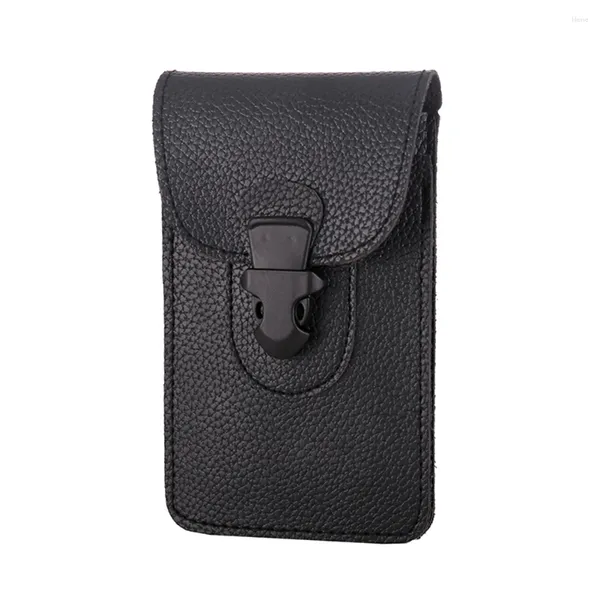 Sacs de taille solide Mini sac à main hommes porte-carte motif Litchi pochette de téléphone portable sac de ceinture en cuir PU