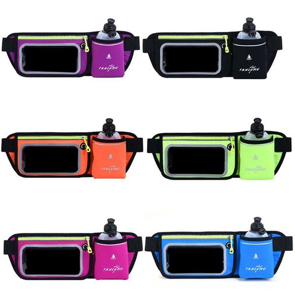 Riñoneras Sport Pocket Belt Pack Bolsa con pantalla táctil Soporte para botella de agua Running Bag LX9F