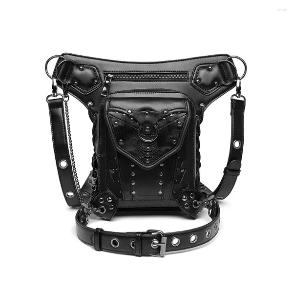 Sacs de taille Steampunk Texture Chaîne Sac Moto Single Épaule Messenger Multi Back Méthode Fanny Pack Leg Bum