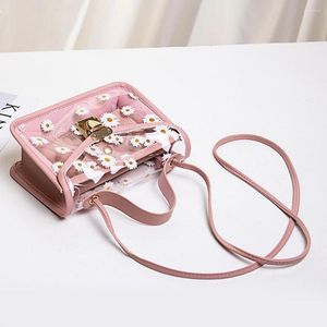 Taillezakken Transparant Daisy Patroon mode vrouwen schoudertas hardware ketting riem kleurblok messenger handtas composiet tas