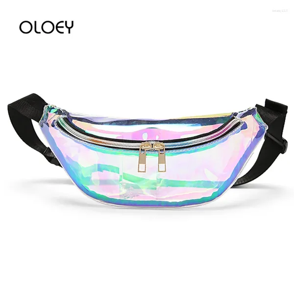 Sacs de taille Transparent PVC Sac Brand Design Femmes Girls Girls Casual Pouch Fanny Chef Clear épaule TRENDY DAMES BOLSO