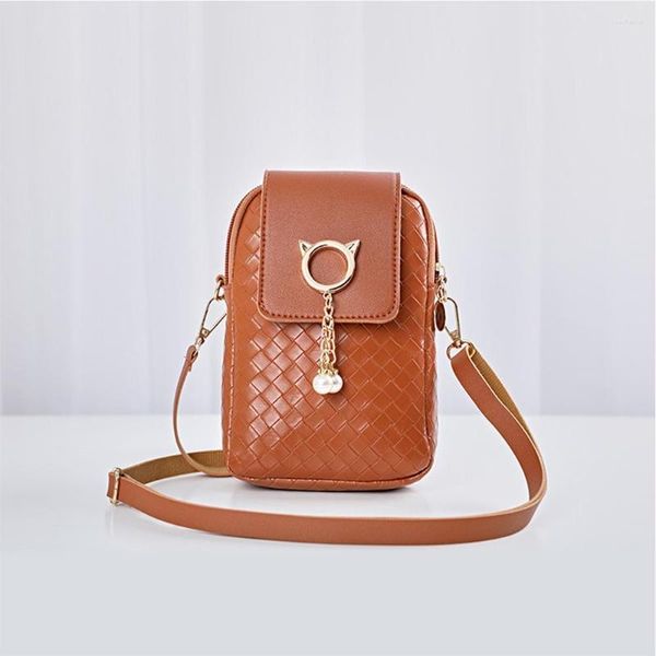 Riñoneras Trend Cute Girl Purse Ladies Phone Bag Niche Mini Key Case Mujer PU Hombro Messenger Carteras de color sólido