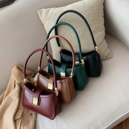 Heuptassen Trend PU-leer Luxe schoudertas voor dames Effen kleurslot Handtassen Kleine portemonnee Hand Vrouwelijke rits Koppeling Bolsa