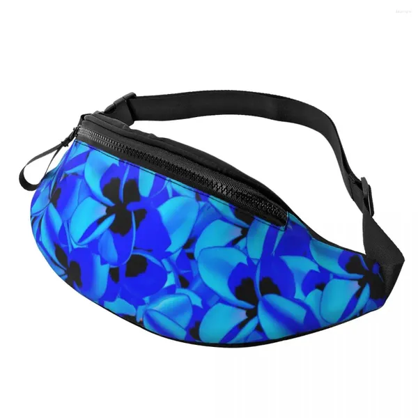 Sacs de taille Sac à fleurs tropicales Fleurs bleues Polyester Fashion Pack Femme Fitness