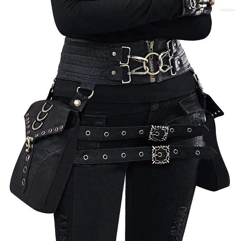 Marsupi unisex medievale Steampunk retrò rock cintura borsa da donna tracolla messenger catena femminile accessori cosplay