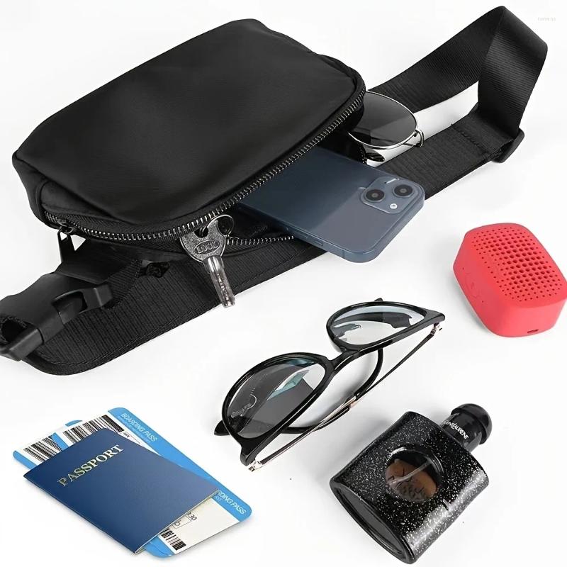 Bolsas de cintura unissex mini saco de cinto com cinta ajustável bolsa pequena para treino correndo viajando para caminhada preta