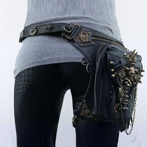 Riñoneras Unisex Steampunk para mujer, riñonera Retro Rock para hombre, riñonera táctica para montar en motocicleta, bandolera gótica