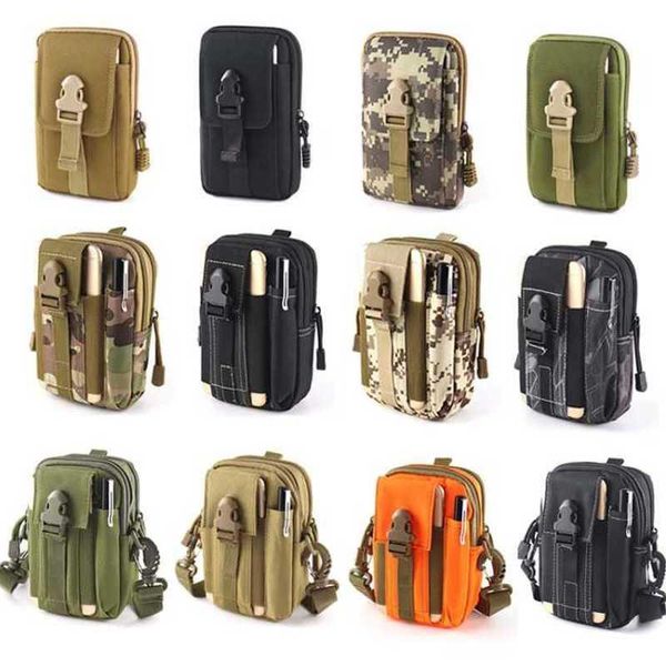 Bolsas de cintura Universal 6,5 ''camuflaje multifuncional lona teléfono móvil bolsa de viaje al aire libre para hombres hombre cinturón funda cartuchera