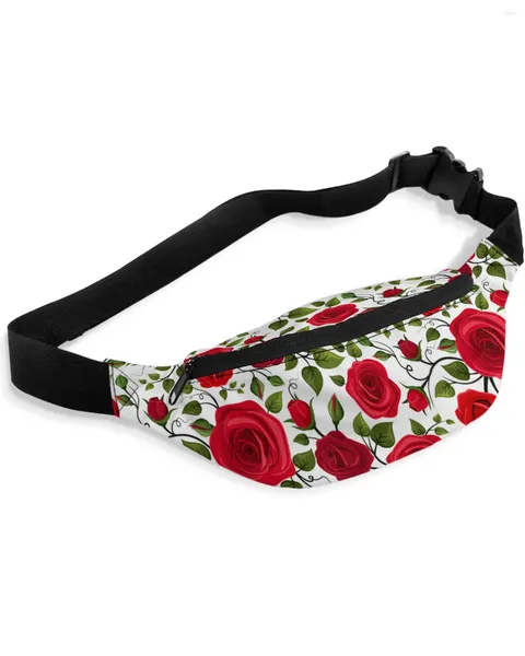 Sacs de taille Valentin de la Saint-Valentin Rose rouge pour femmes homme voyage épaule à bourse à bandoulière étanche Fanny Pack